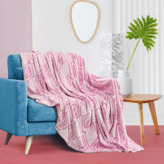 Pack Of 2 Back Printing Shaved Flannel Plush Blanket, checked Blanket for Bed or Sofa, 60" x 80", Pink (The original code: W1223KTBK4286A-PINK)
