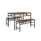 Dining table set 3PC, structural strengthening, industrial style (Rustic Brown, 43.31" W x 27.56"d x 29.53" H)