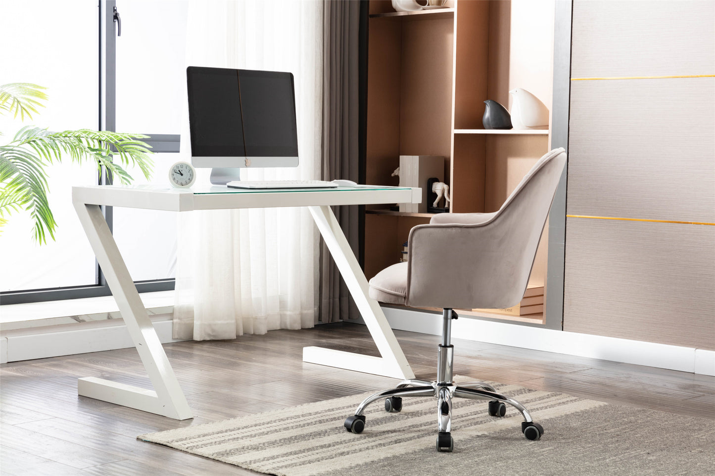 Velvet Swivel Shell Chair for Living Room, Modern Leisure Arm Chair, Office chair Grey