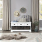 Homes Collection Wood Storage Bench with 3 Drawers and 3 Woven Baskets