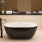 59" Acrylic Free Standing Tub - Classic Oval Shape Soaking Tub, Adjustable Freestanding Bathtub with Integrated Slotted Overflow and Chrome Pop-up Drain Anti-clogging Black