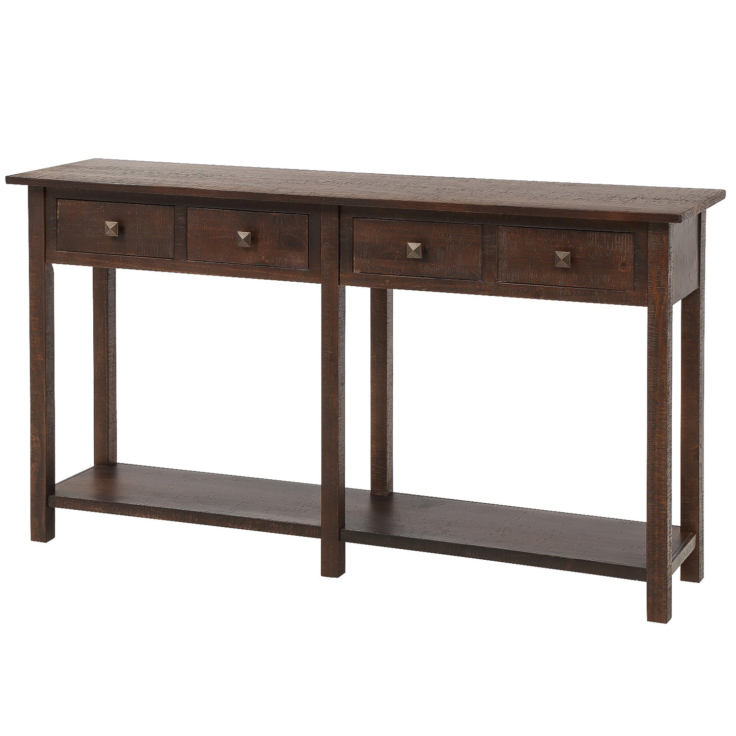Rustic Brushed Texture Entryway Table Console Table with Drawer and Bottom Shelf for Living Room (Espresso)