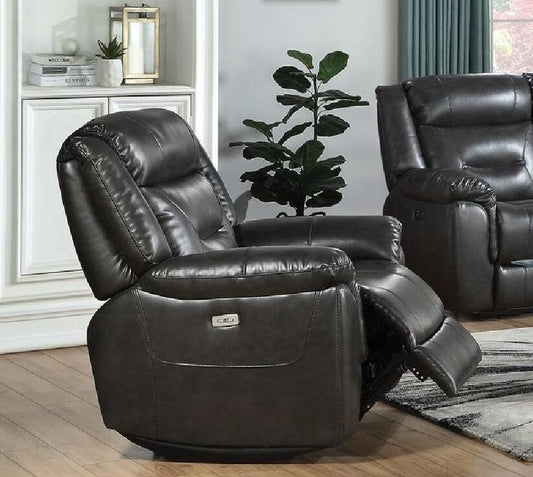 Imogen Recliner (Power Motion), Gray Leather-Aire