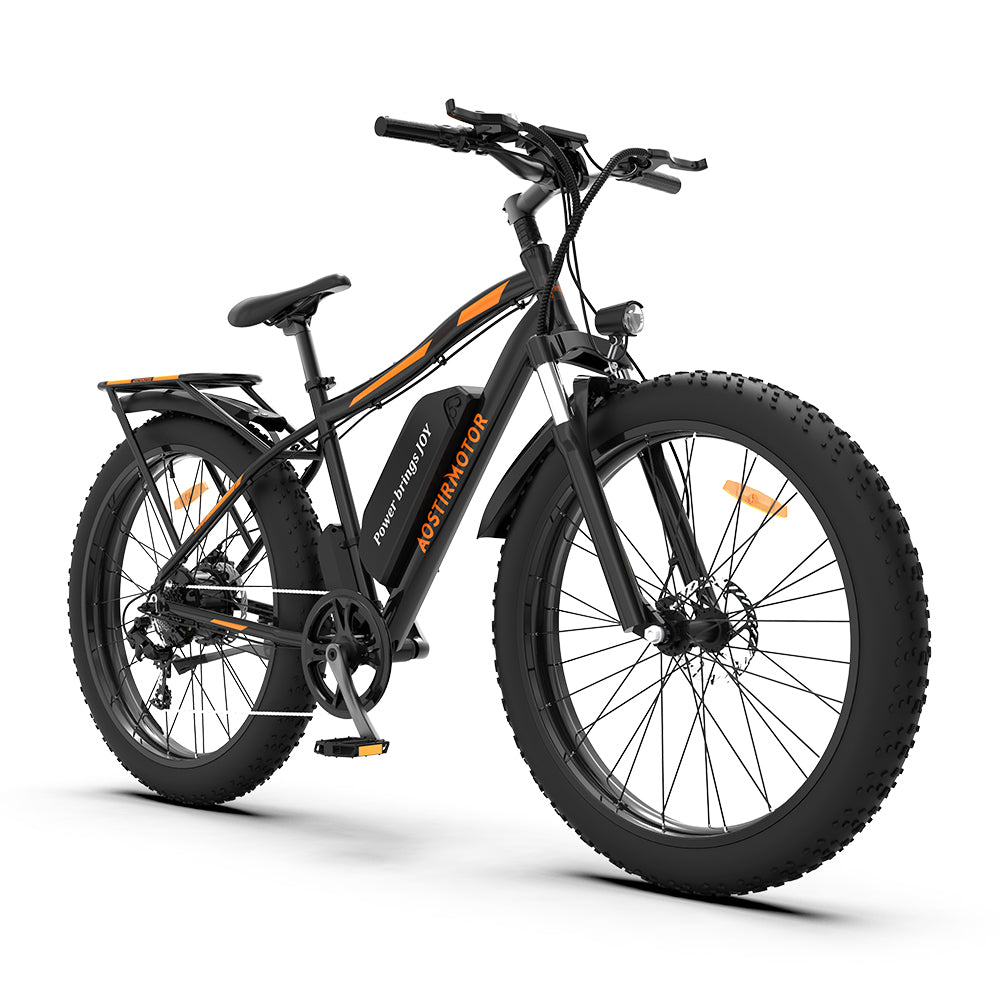 S07-B 26" 750W Electric Bike Fat Tire P7 48V 13AH Removable Lithium Battery for Adults with Detachable Rear Rack Fender (Black)