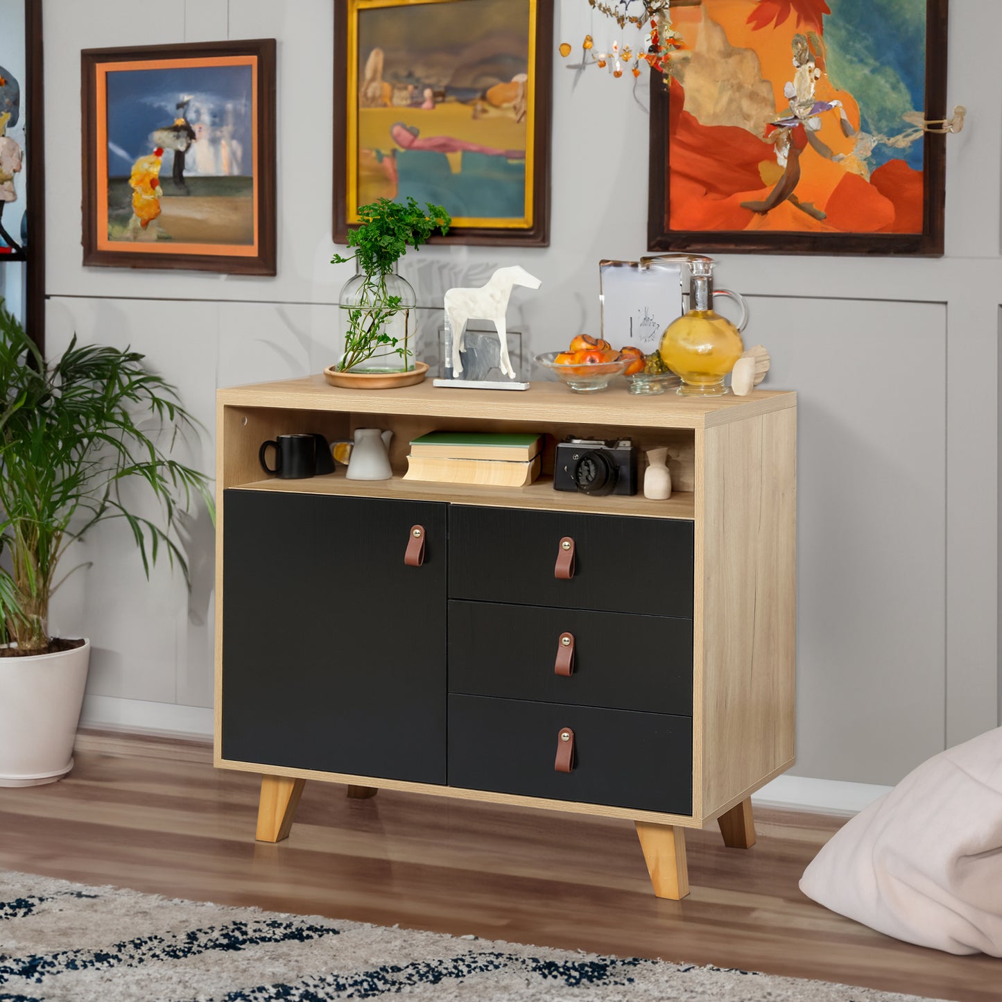DRESSER CABINET BAR CABINET storge cabinet lockers PUHold handsLockers can be placed in the living room, bedroom, dining room, black+brown