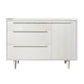 Modern Wood Grain Sideboard with 3 Drawers Storage Cabinet Entryway Floor Cabinet Sideboard Dresser with Solid Wood Legs for bedroom and living room, Grain White