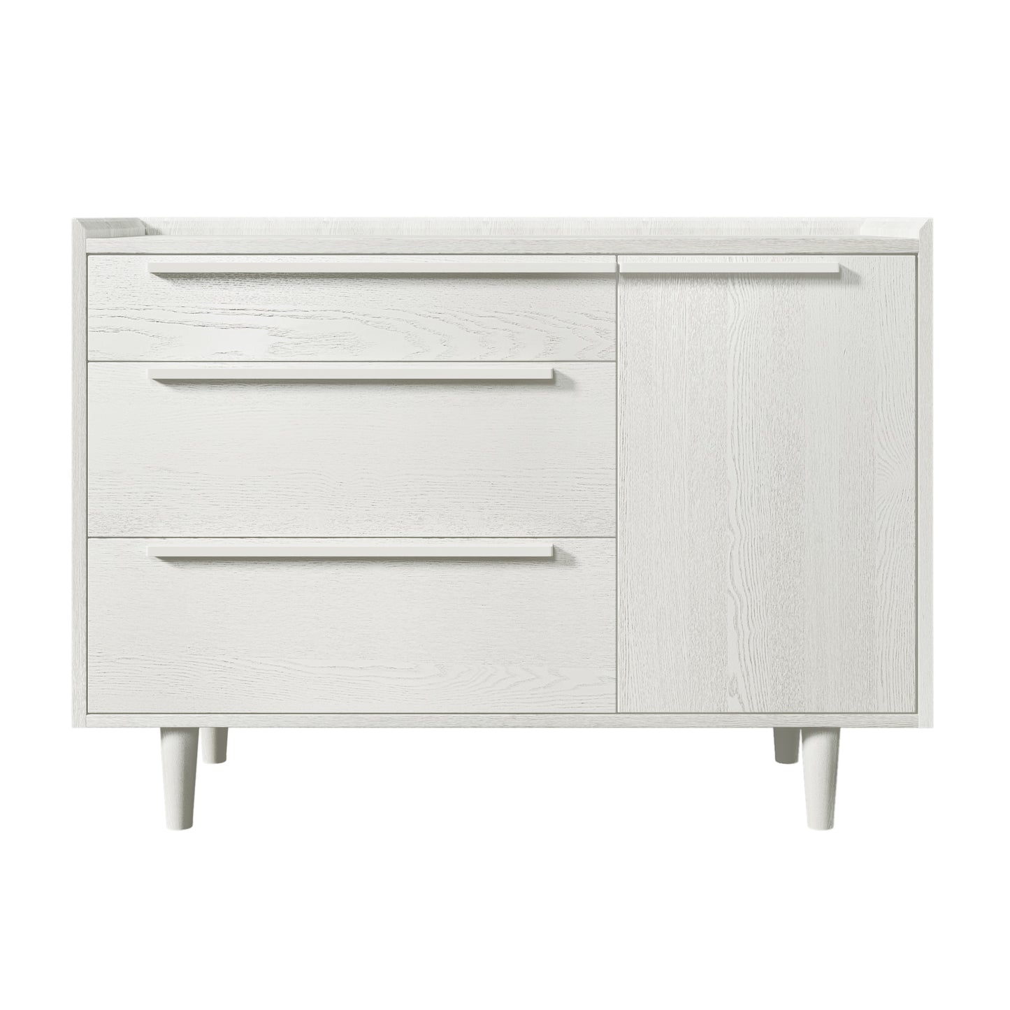 Modern Wood Grain Sideboard with 3 Drawers Storage Cabinet Entryway Floor Cabinet Sideboard Dresser with Solid Wood Legs for bedroom and living room, Grain White