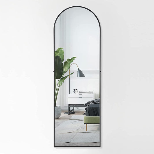 Full Length Mirror, Arched-Top Full Body Mirror with Stand, Floor Mirror & Wall-Mounted Mirro