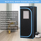 Portable Plus Type Full Size Steam Sauna tent. Spa, Detox, Therapy and Relaxation at home.Larger Space, Stainless Steel Pipes Connector Easy to Install, with FCC Certification--Black (Blue binding)