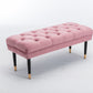 Tufted Bench Modern Velvet Button Upholstered Ottoman enches Bedroom Rectangle Fabric Footstool with Metal Legs for Living Room Entryway, Pink