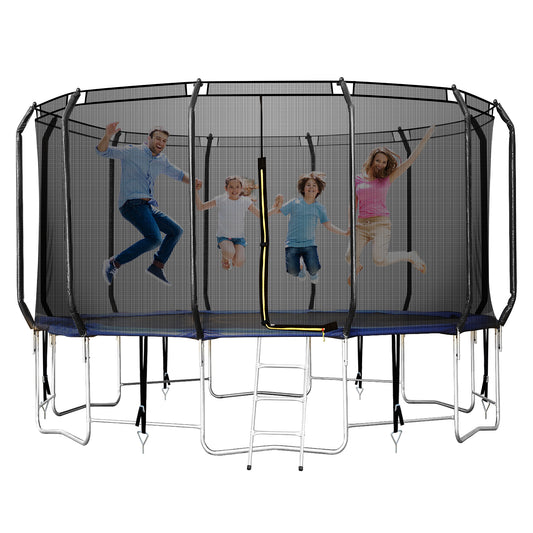 16 FT Easy Assembly Trampoline for Family, Outdoor Jumping Trampoline with Safety Enclosure Net