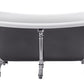 67" 100% Acrylic Freestanding Bathtub，Contemporary Soaking Tub，white inside and gray outside