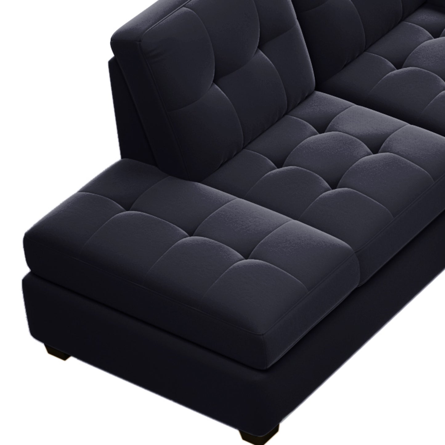 Modern Sectional Sofa with Reversible Chaise, L Shaped Couch Set with Storage Ottoman and Two Cup Holders for Living Room