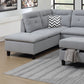 Living Room Furniture Grey Cushion Sectional w Ottoman Linen Like Fabric Sofa Chaise