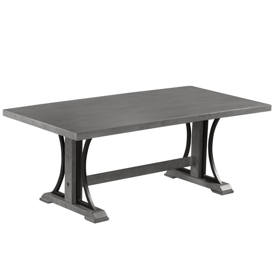 Retro Style Dining Table 78" Wood Rectangular Table, Seats up to 8 (Gray)