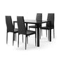 5 Pieces Dining Table Set for 4, Kitchen Room Tempered Glass Dining Table, 4 Faux Leather Chairs, Black