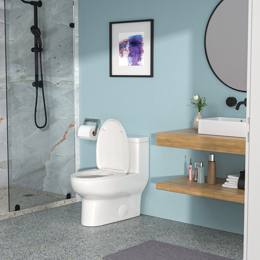 Ceramic One Piece Toilet, Single Flush with Soft Clsoing Seat