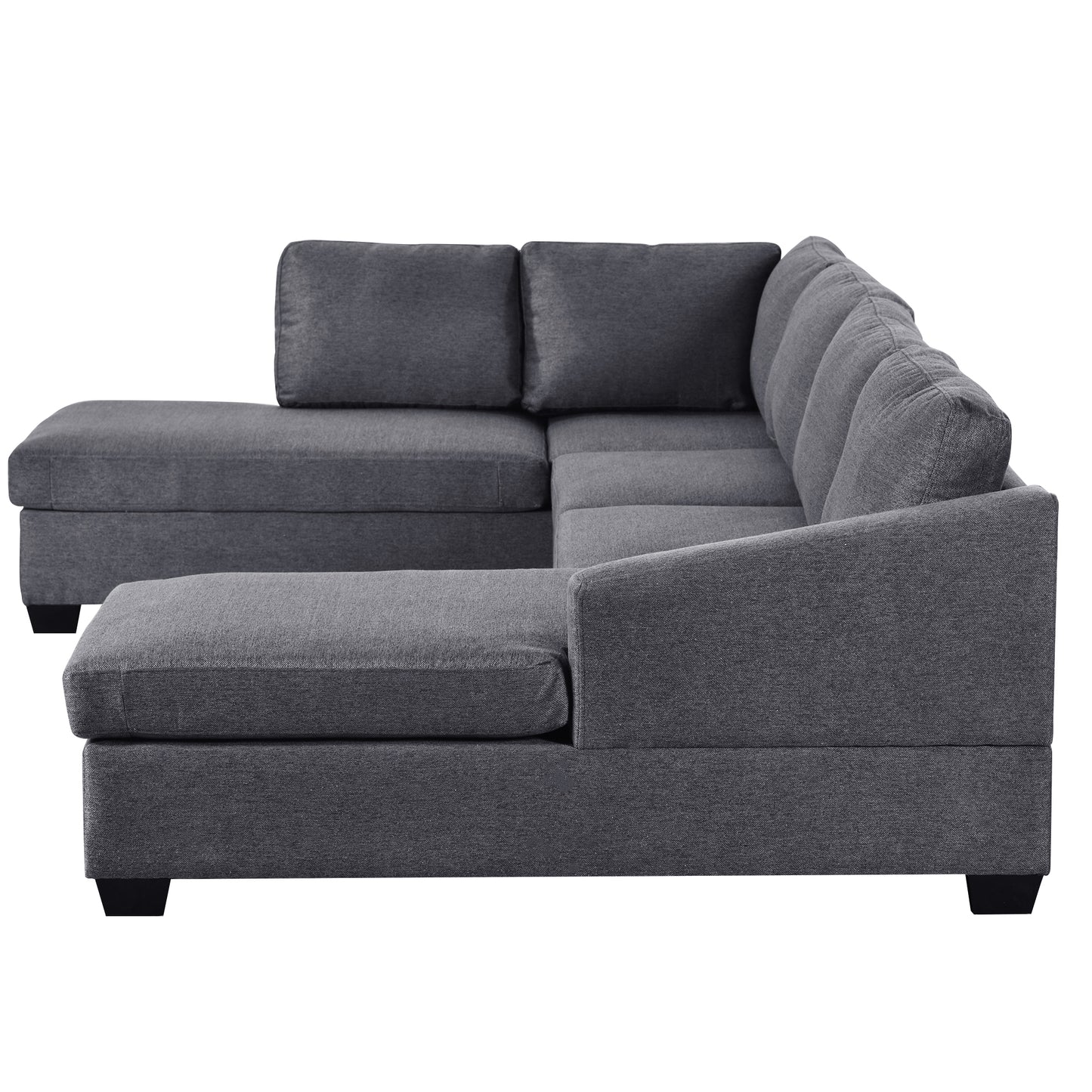 Modern Large U-Shape Sectional Sofa, Double Extra Wide Chaise Lounge Couch, Grey