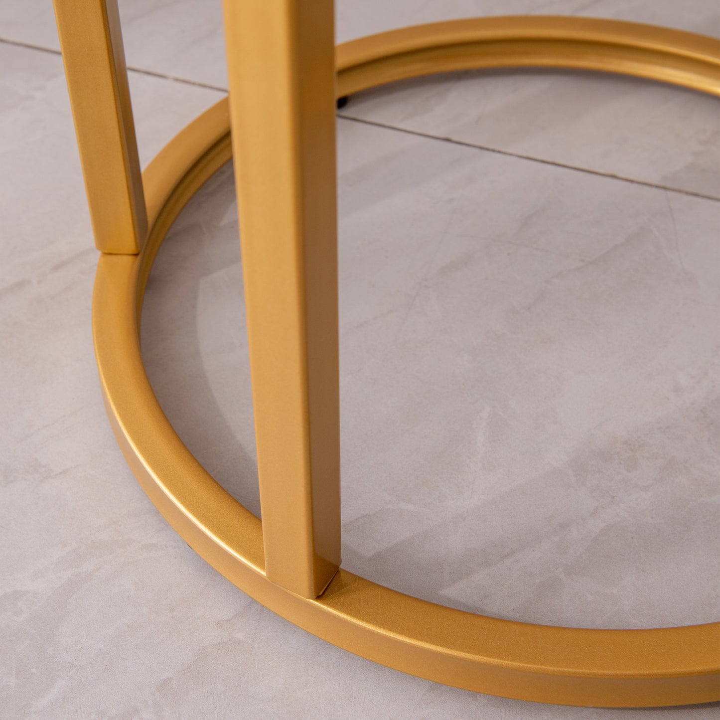 Modern C-shaped end/side table, Golden metal frame with round marble color top-15.75")