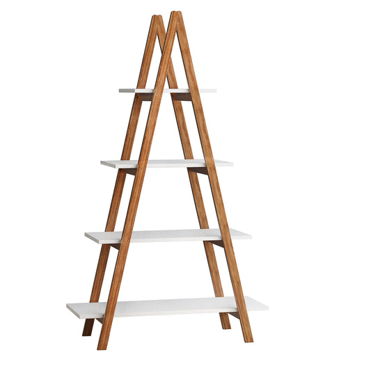 Solid bamboo wood oxford " A" frame ladder display bookshelf