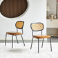 Brown modern simple style dining chair PU leather black metal pipe PP back dining room furniture chair set of 4