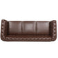 House 84' BLACK PU Rolled Arm Chesterfield Three Seater Sofa.