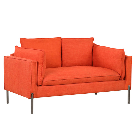 56" Modern Style Sofa Linen Fabric Loveseat Small Love Seats Couch for Small Spaces, Living Room, Apartment