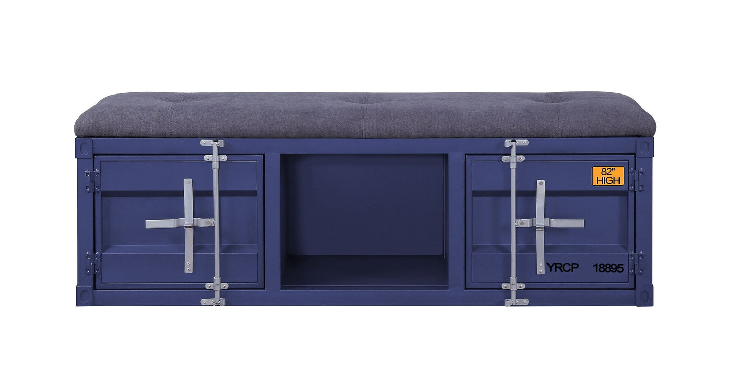 Cargo Bench (Storage), Gray Fabric & Blue