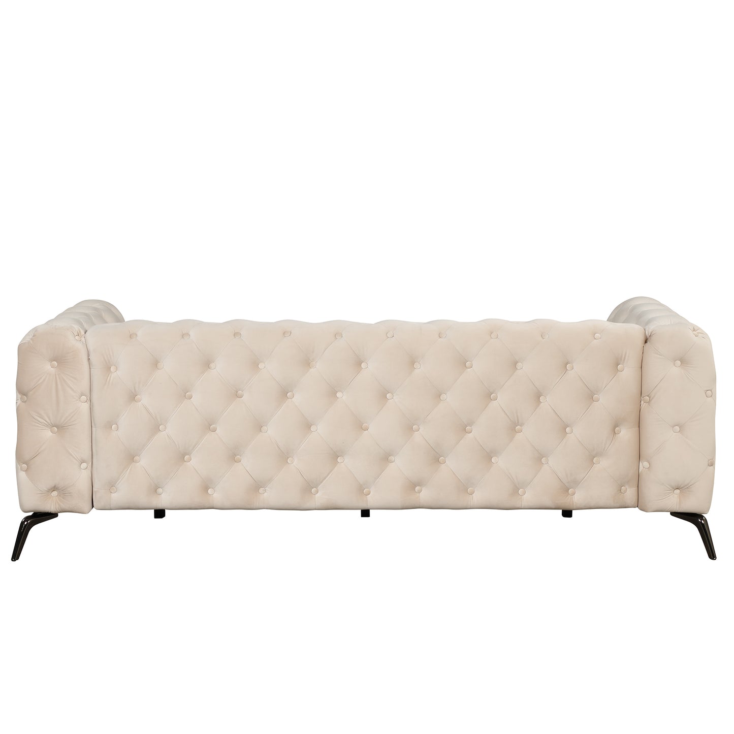 85.5" Velvet Upholstered Sofa with Sturdy Metal Legs, Modern Sofa Couch with Button Tufted Back, 3 Seater Sofa Couch for Living Room, Apartment, Home Office, Beige