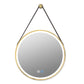 28 Inch Golden Round Frame with Lamp Hanging Bathroom Mirror