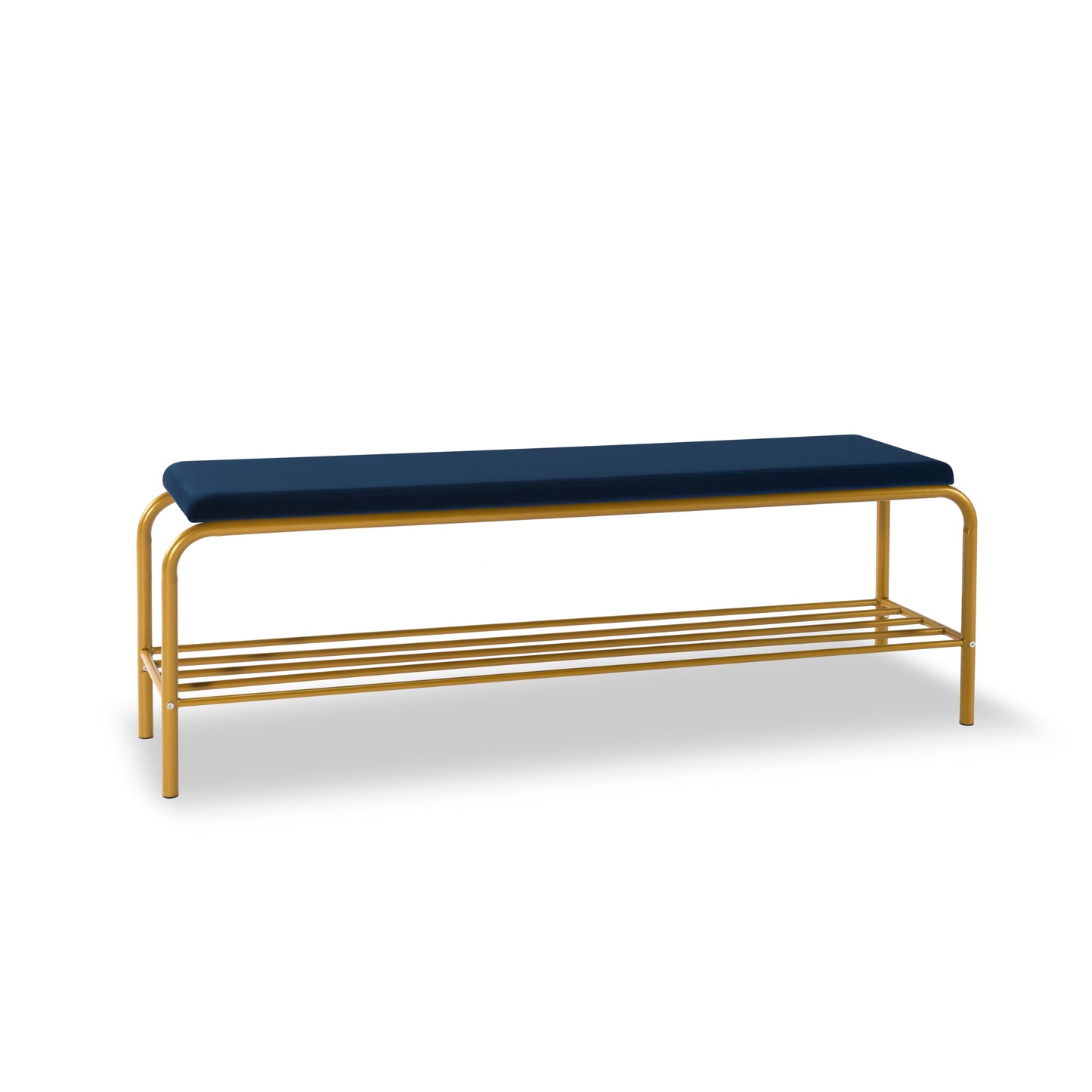 single layer Shoe storage bench Navy Blue Velvet