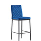 Blue bar stool, velvet stool, modern bar chair, bar stool with metal legs, kitchen stool, dining chair, 2-piece set