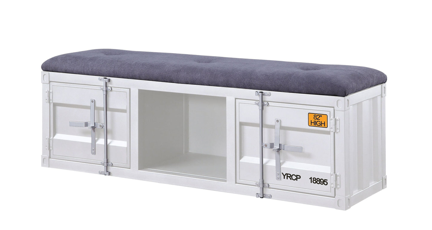 Cargo Bench (Storage), Gray Fabric & White