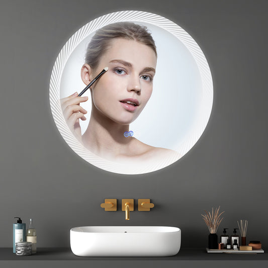 30 Inch LED Mirror, Wall-Mounted Vanity Mirrors, Bathroom Anti-Fog Mirror, Dimmable Bathroom Mirror