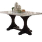 Gerardo Dining Table in White Marble Top & Weathered Espresso