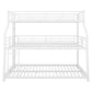 Twin XL/Full XL/Queen Triple Bunk Bed with Long and Short Ladder and Full-Length Guardrails, White