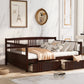 Full Size Daybed Wood Bed with Two Drawers, Espresso