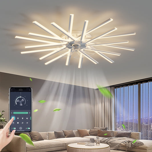 45In Ceiling Fan with Lights Remote Contro Dimmable LED,6 Gear Wind Speed Fan Light