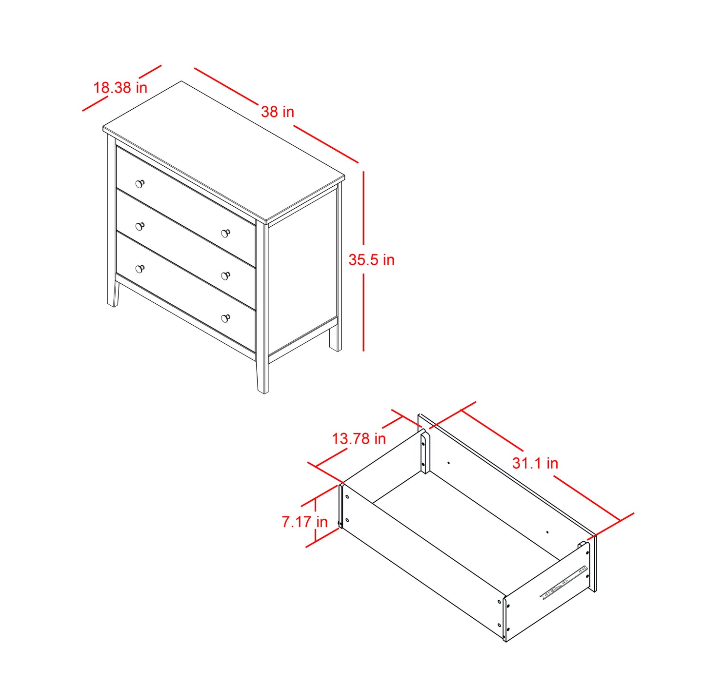 3 Drawer Dresser