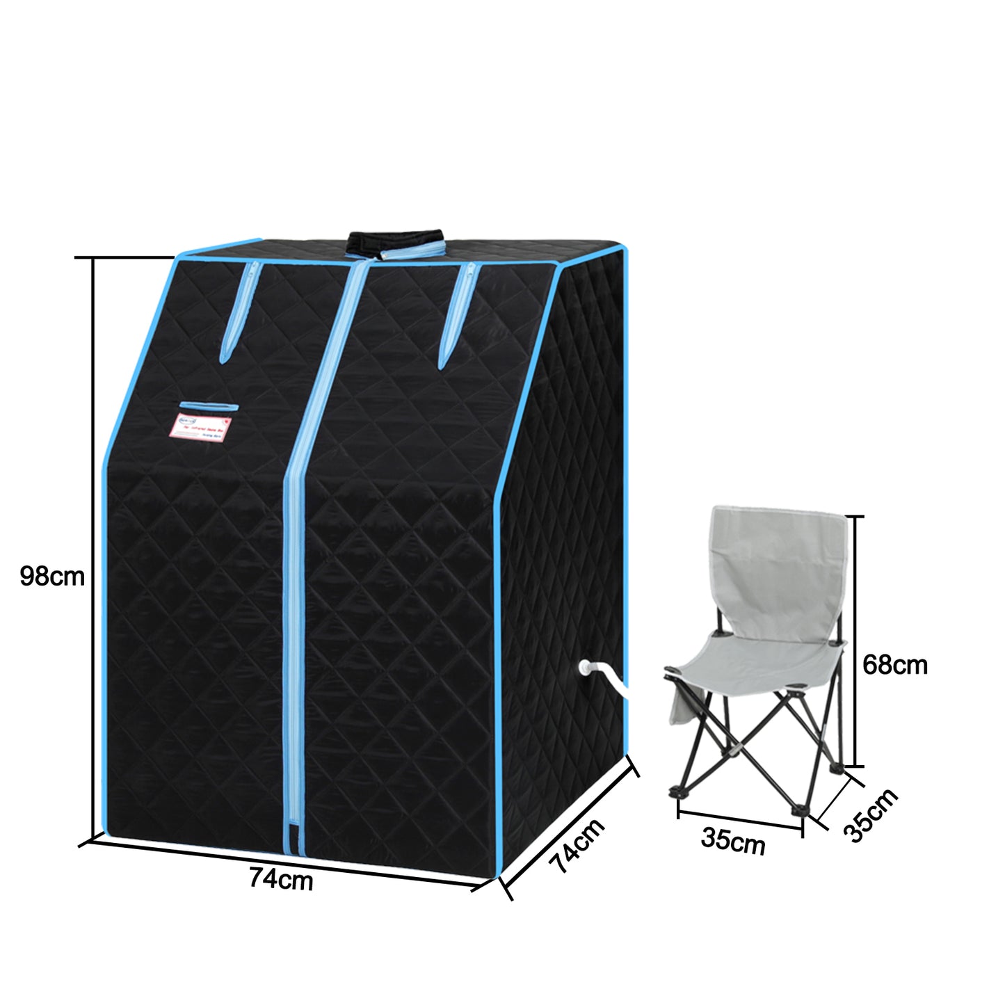 Portable Half body Black Steam Sauna Tent for Personal Relaxation, Detox and Therapy at home.PVC Pipe Connector Easy to Install.Fast heating with FCC Certification