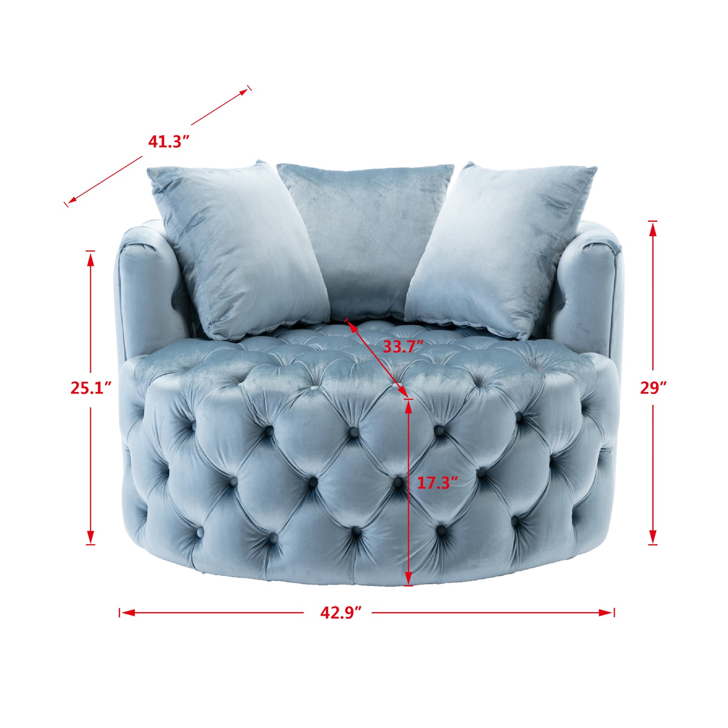 Modern Akili swivel accent chair barrel chair for hotel living room / Modern leisure chair Light blue