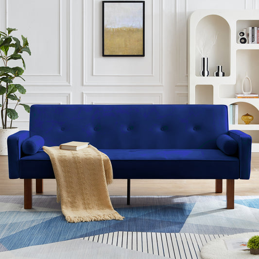 Modern and comfortable Blue Velvet Futon Sofa Bed