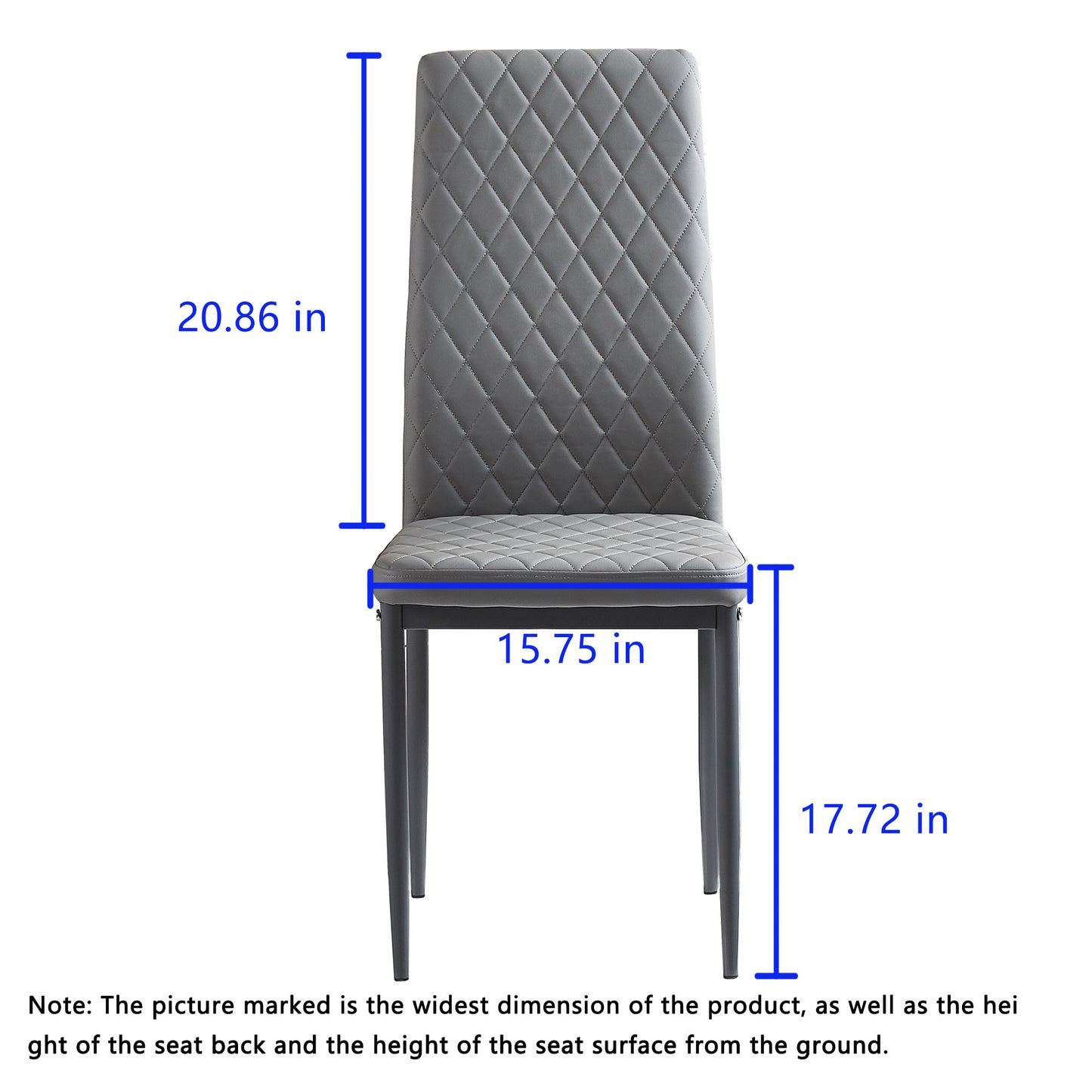 Light Gray modern minimalist dining chair fireproof leather sprayed metal pipe diamond grid pattern restaurant home conference chair set of 6