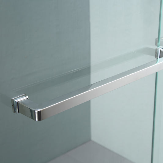 Shower Door 48" W x 76" H Semi-Frameless Bypass Sliding Shower Enclosure, Brushed Nickel