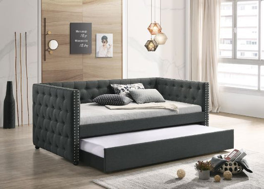 Romona Twin Daybed & Trundle, Gray Fabric