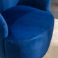 Velvet Fabric Swivel Accent Armchair Barrel Chair With Black Powder Coating Metal Ring, Blue