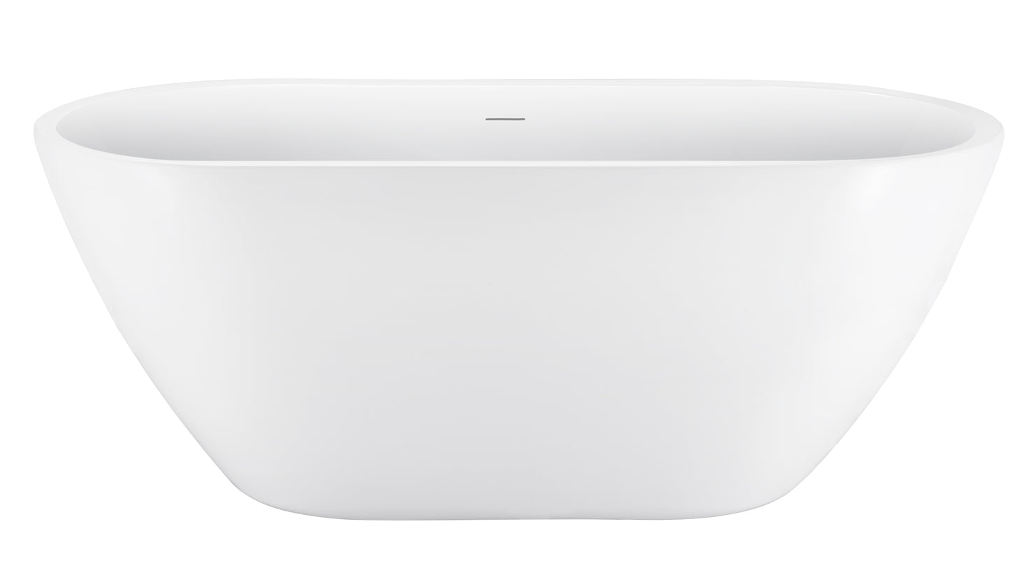 62" 100% Acrylic Freestanding Bathtub, Soaking Tub, White Bathtub