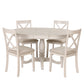 Modern Dining Table Set for 4, Round Table and 4 Kitchen Room Chairs, 5 Piece Kitchen Table Set for Dining Room, Dinette, Breakfast Nook, Antique White
