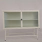 Retro Style Fluted Glass Sideboard Storage Cabinet Simple Modern Console Table Detachable Wide Shelves Enclosed Dust-free Storage Bottom Space for Living Room Bathroom Dining Room (WHITE)