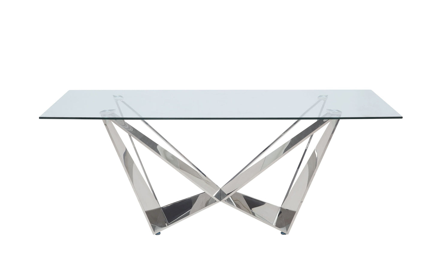 Dekel Dining Table, Clear Glass & Stainless Steel